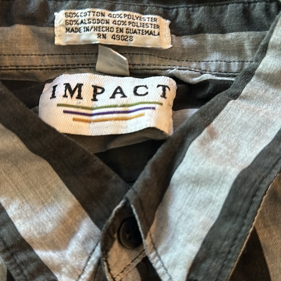 Vintage 80’s black and gray Impact Button-Up Shirt. - Picture 2 of 4